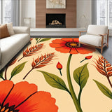Harvest Season Poppy Meadow with Autumn Florals(Beige)