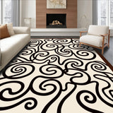 Monochrome Swirl Aesthetic Luxury Plush Shag Decorative Flooring (Beige)