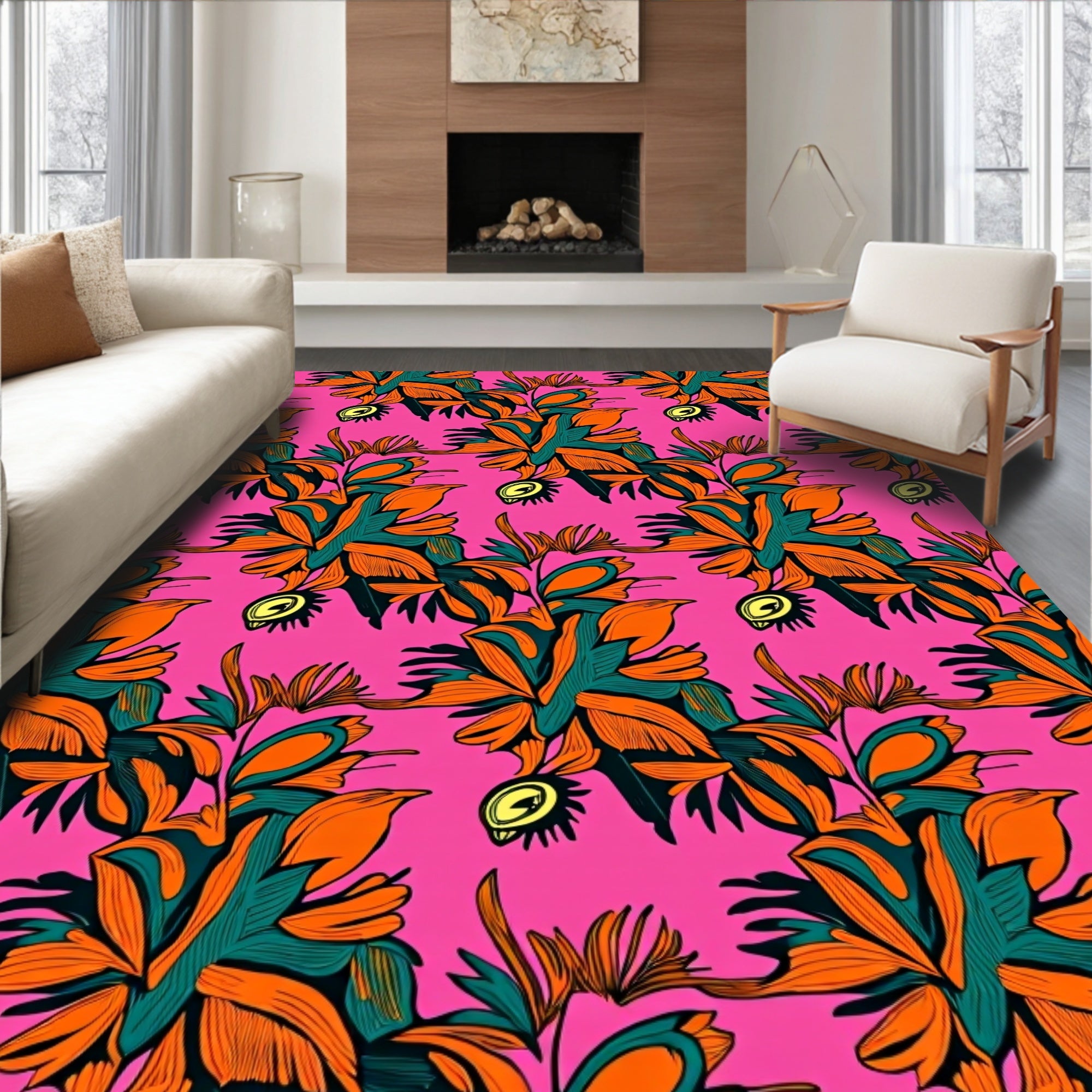 Maximalist Leaf and Peacock Feather with Ornate Botanical Flair (Pink) - ODIKA