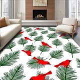 Cardinal Pine Branch Motif Slip Resistant Entryway Covering(Red)