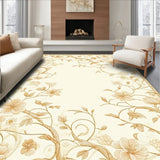 Chic Beige Floor with Delicate Floral Silhouettes and Intricate Vine Work(Beige)