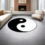 Ultra Soft Area Rug, Non Slip, Stain Resistant, Washable Area Rugs for Living Room, Bedroom, yin yang doormat(Black)