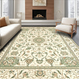 Patio Backyard Oasis Beige Sage Green Floral Medallion Indoor(Ivory)