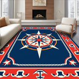 Maritime Compass Rose with Anchor Chain Border Design(Red)
