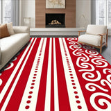 Elegant Cane Stripe Yuletide Accent with Festive Swirls(Red)