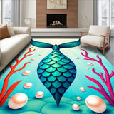 Enchanted Mermaid Tail Scales Ocean Waves Underwater Magic (Blue)