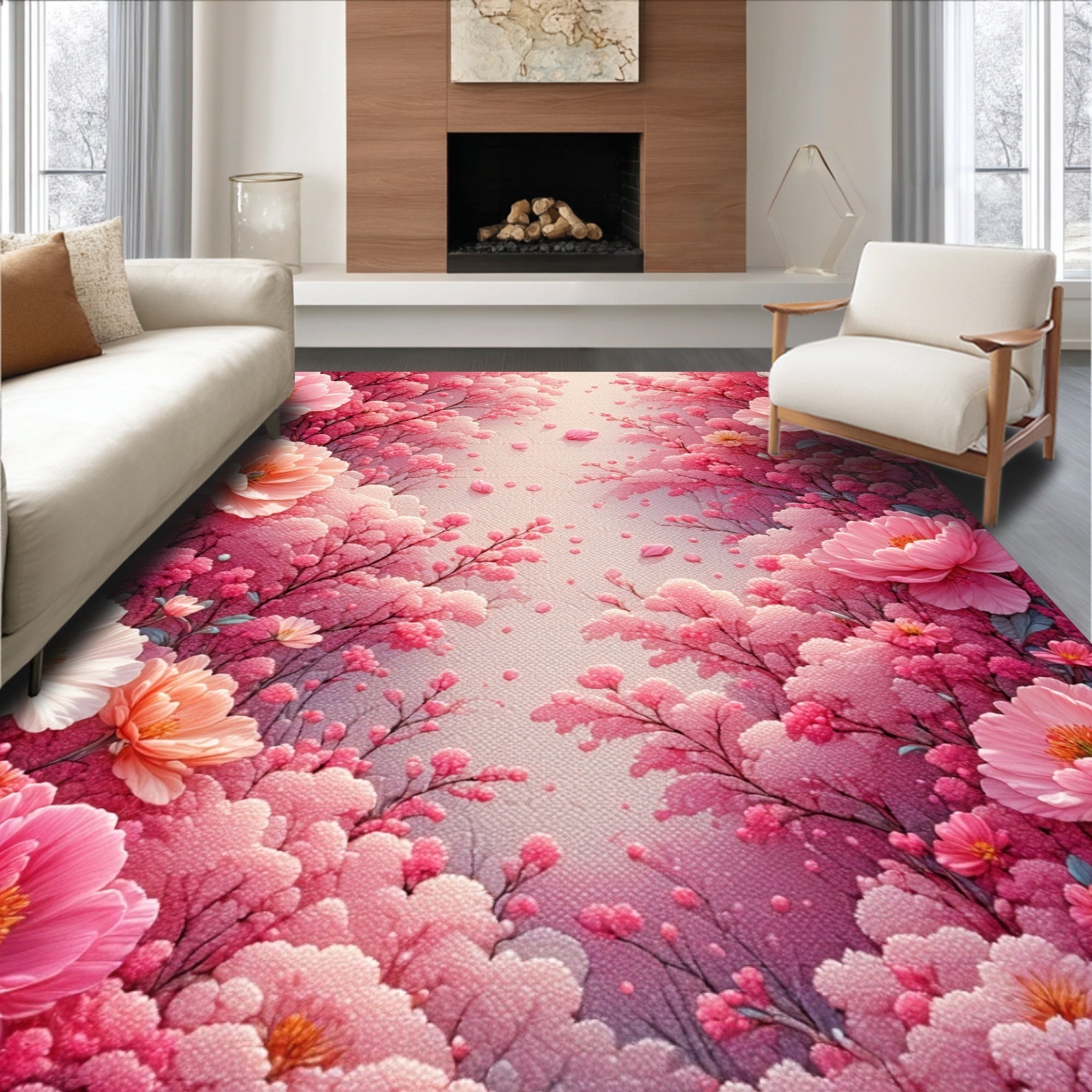 Ultra Soft Area Rug, Non Slip, Stain Resistant, Washable Area Rugs for Living Room, Bedroom, Coquette Rose Bedroom Accent Rug Small Size(Pink)
