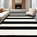 Contemporary Stripe Woven Entry Way Mat(Black)