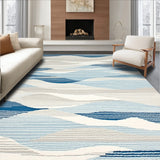 Coastal Harmony Serene Blue & Beige Oval(Blue)