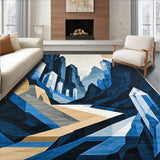 Geode Harmony Dark Blue Beige Crystal Geometric(Blue)