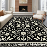 Contemporary Botanical Jacquard Symmetrical Ornamental Embellished(Black)