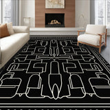 Kasbah Maze Motif with Abstract Interlocking Lines and Minimalist Dots (Black) - ODIKA