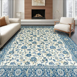Blue Grey Beige Floral Design Area Modern Eclectic Style(White)