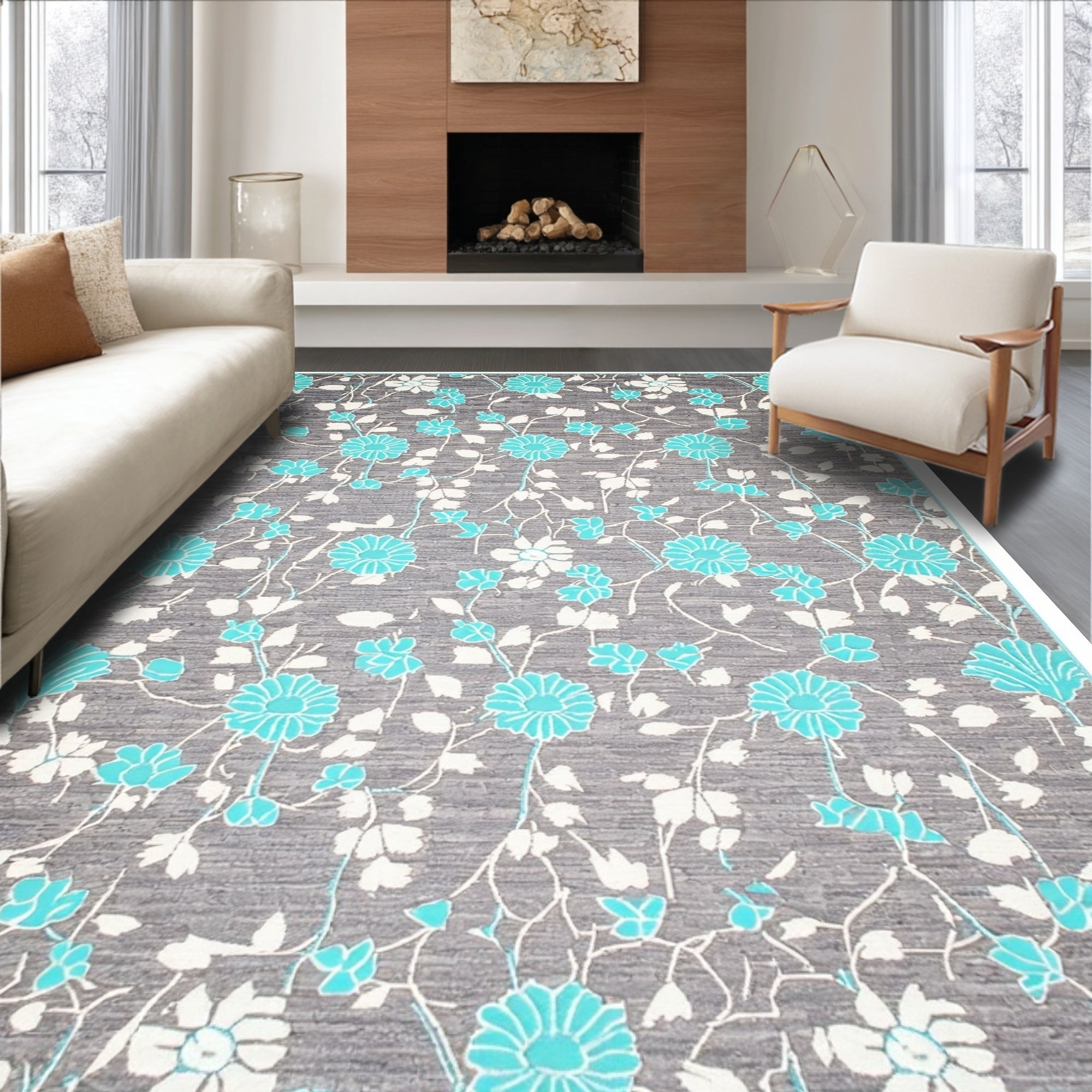 Ultra Soft Area Rug, Non Slip, Stain Resistant, Washable Area Rugs for Living Room, Bedroom, Contemporary Gray Kitchen High Traffic Area Carpet(Gray)