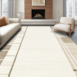 Textured Weave Ivory & Beige Linear Stripe Design(Beige)