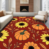 Autumn Harvest Semicircle Entrance Sunflower Pumpkin Decorative(Red)