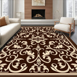 Elegant Floral Damask Scroll Interwoven Artisan Crafted(Brown)