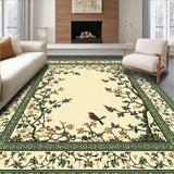 Pastoral Charm Beige & Green Ornamental Area(Beige)