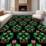 Festive Holly Wreath Area with Traditional Motifs(Black)