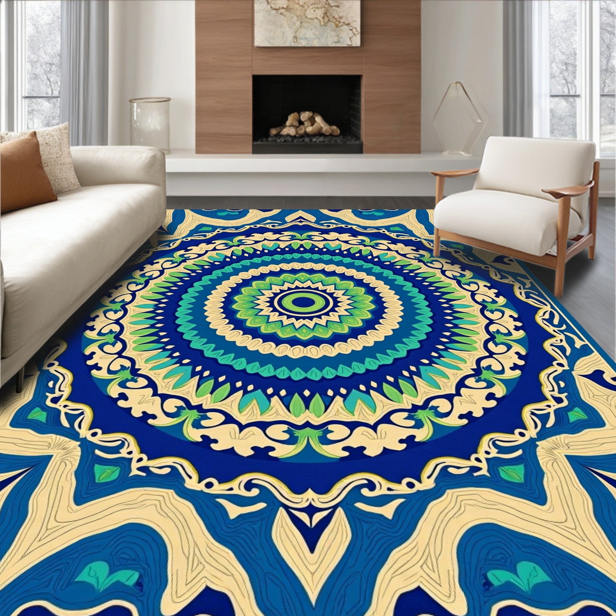 Sunset Breeze Abstract Medallion Symmetry (Blue) - ODIKA