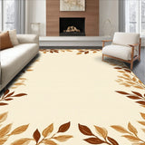 Brown Area Elegant Leaf Print(Beige)