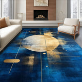 Abstract Boho Area with Deep Blue and Gold Accents(Blue)
