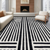 Contemporary Monochrome Striped With Geometric Sophistication(Black)