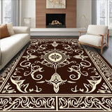 Elegant Baroque Scroll Damask Slip Resistant Path Corridor (Brown)