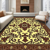 Scrollwork Paisley Low Pile Hallway with Damask(Beige)