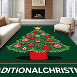 Festive Evergreen Doormat With Ornamental Baubles Holiday Entrance(Green)