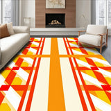 Modern Sunset Tartan Patterned Interlocking Grid Accent Art(Orange)