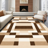 Contour Chequered Area Modern Brown Beige Palette(Beige)