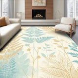 Pastel Harmony with Beige Ferns and Light Blue Abstract Botanical Shapes(Beige)