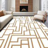 Asymmetrical Maze Labyrinth Contemporary Easy Clean(Brown)