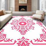 Vintage Medallion Damask with Ornate Flourish Motifs(Pink)