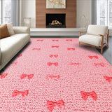 Ultra Soft Area Rug, Non Slip, Stain Resistant, Washable Area Rugs for Living Room, Bedroom, Coquette Bow Microfiber Plush(Pink)
