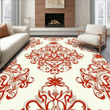 Distressed Floral Arabesque Motif(Red)