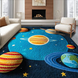 Ultra Soft Area Rug, Non Slip, Stain Resistant, Washable Area Rugs for Living Room, Bedroom, Bright Planet Design Classroom Stain-Resistant Floor Mat(Blue)