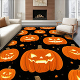 Sinister Pumpkin Ghost Rug With Halloween Horror Shadows(Orange)