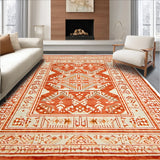 Ultra Soft Area Rug, Non Slip, Stain Resistant, Washable Area Rugs for Living Room, Bedroom, Hand-Woven Artisanal Bedroom Meditation Space Carpet(Orange)