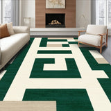 Luna Vista Contemporary Green Beige Area With Abstract Geometric Motifs(Beige)