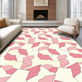Hexagonal Mosaic Contemporary with Interconnected Shapes(Pink)