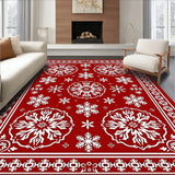Nordic Snowflake Medallion with Festive Motif Accents(Red)
