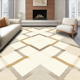 Boho Beige Harmony Geometric Diamond Patterned for Living Area(Beige)