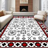 Nordic Winter Plaid Mosaic with Festive Folk(Red)