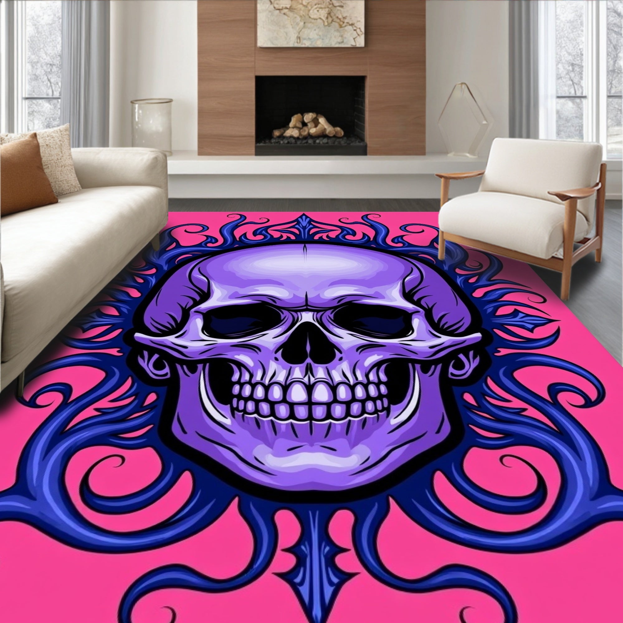 Mystical Cranium Artwork Featuring Ethereal Supernatural (Pink) - ODIKA