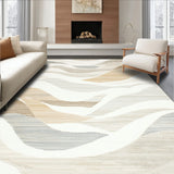 Ivory Decorative Area With Coastal Wave Inspired For Patios(Beige)