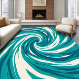 Abstract Ocean Currents Motif with Swirling Brushstroke Accents(Blue)
