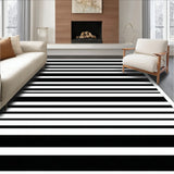 Piano Key Striped Woven Minimalist Black & White Design(Black)
