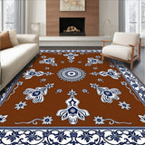 Burst Symmetrical Medallion with Ornate Floral(Brown)